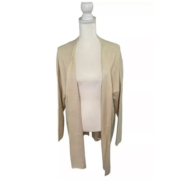 Express Knit Cardigan Duster Long Sleeve Open Front Cream Size Large - NWT - Picture 2 of 9
